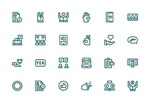 Acceptance Visual Pack containing 24 Thick Line Line Icons Complete Icon Set for Mobile Apps vector