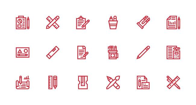 18 Icons for Pencil in Strong Stroke Line Format Functional Icon Series vector