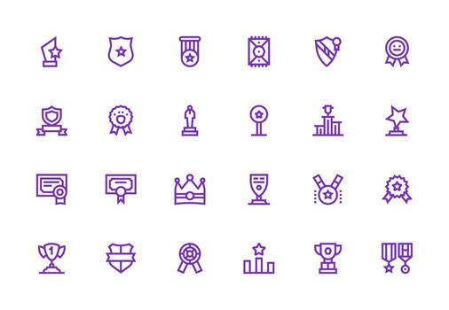 24 Icons for Honor in Thick Line Line Format Complete Icon Bundle for Web Design vector
