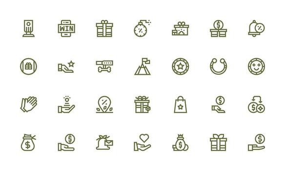 28 Bold Line Vectors for Reward Theme Functional Icon Series