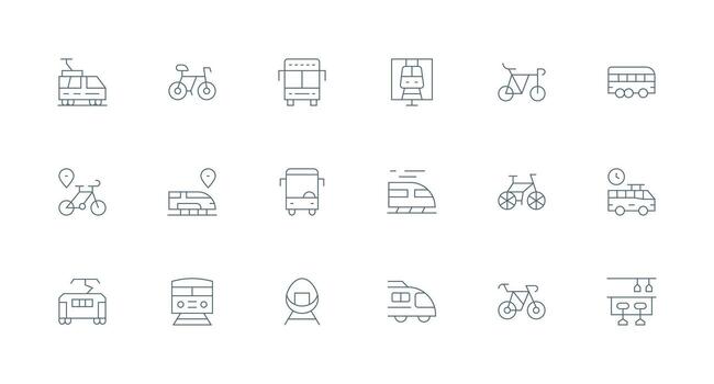 Commuter Icon Collection with 18 Minimal Line Designs Icons Built for Visual Consistency Pack vector