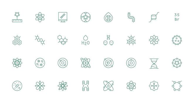 Molecule Visual Pack containing 32 Thin Line Icons Icon Set for Projects vector