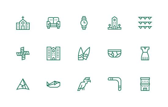 Regular Line Style Lineart Icons with 15 Vectors Neatly Designed Icons for Web Platforms