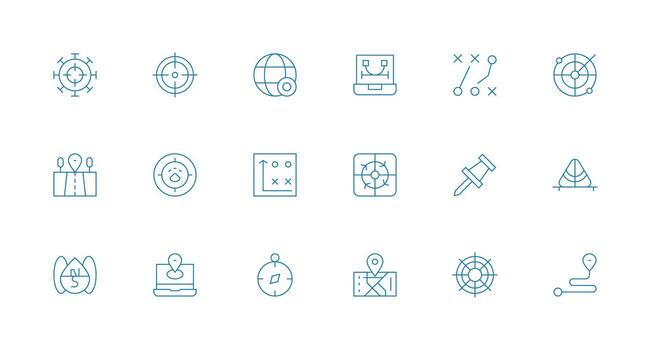 Minimal Line Style Positioning Icons with 18 Vectors Quick Access Icons for UI Development