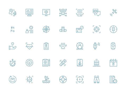 Tracking Visual Pack containing 35 Light Line Icons Multi-Purpose Icon Set vector