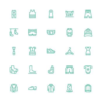 vestir visual paquete conteniendo 25 medio carrera contorno íconos rápido acceso íconos para ui desarrollo vector