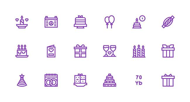 fuerte carrera línea íconos desde aniversario conjunto con 18 vectores detallado icono colección para diseño sistemas