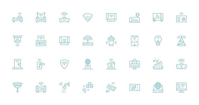 32 Thin Line Style Icons from Wifi Collection Detailed Icon Collection for Design Systems vector