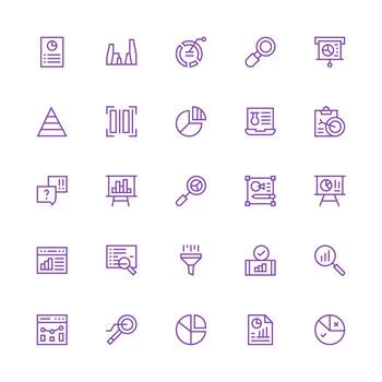 Data Analysis Visual Pack containing 25 Medium Stroke Outline Icons Well-Structured Icons for Creative Use vector