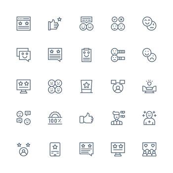 25 Medium Stroke Outline Icons for Satisfaction Graphics Smart Icon Collection vector