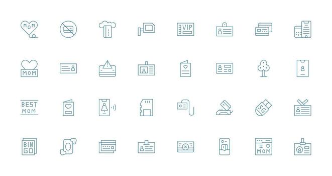 Thin Line Style Card Icons with 32 Vectors Interface Icon Collection