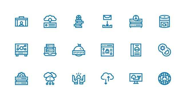 Strong Stroke Line Icons from Cloud Storage Set with 18 Vectors Lightweight Icon Series