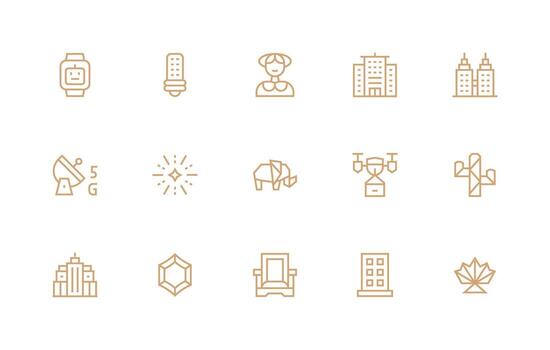 moderno diseño íconos presentando 15 en regular línea estilo icono colección conjunto vector