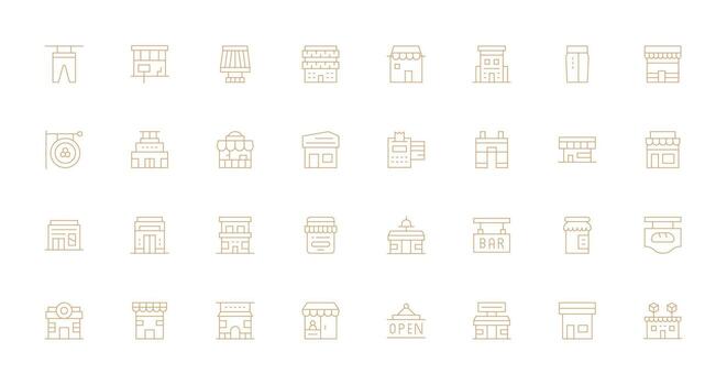 Thin Line Icons from Storefront Set with 32 Vectors UI Icon Set