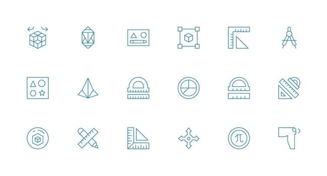 geometría incluso 18 mínimo línea ilustraciones multi-estilo icono colección vector