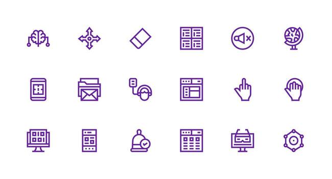 18 fuerte carrera línea estilo íconos desde interfaz colección alta calidad icono paquete vector