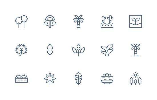 15 Regular Line Designs for Vegetation Icons Interface Icon Collection for Daily Projects vector