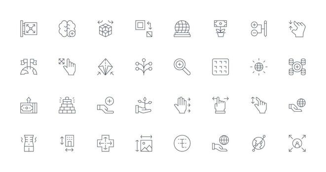 32 Thin Line Designs for Expand Icons Responsive Icon Set for Flexible Layouts vector
