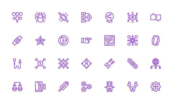28 íconos para enlace en negrita línea formato íconos construido para visual consistencia paquete vector