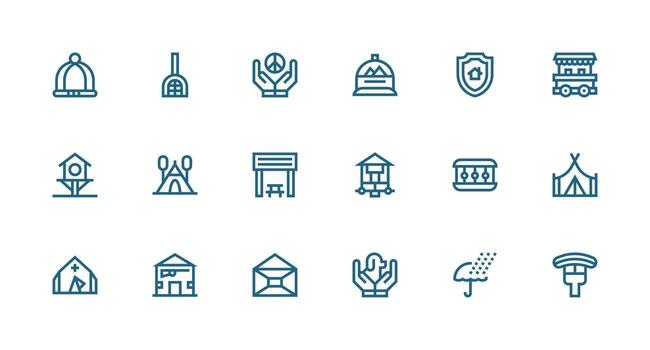 18 Strong Stroke Line Icons for Shelter Graphics Interface Icon Collection vector