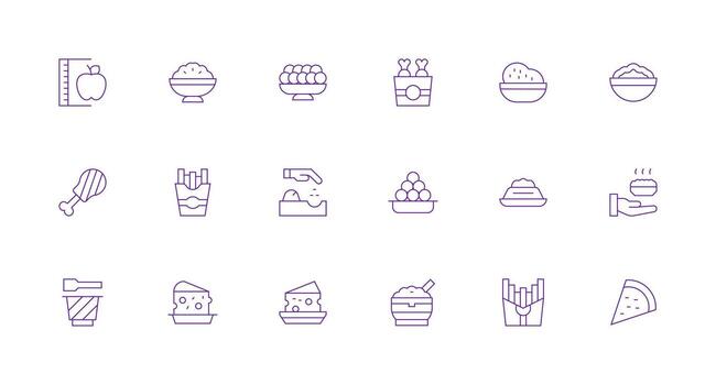 Portion Icon Set with 18 Minimal Line Graphics High-Quality Icon Pack vector