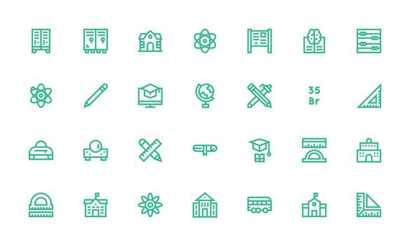 28 Icons for School in Bold Line Format Customizable Icon Series for Mobile Screens vector