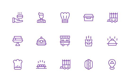 15 Regular Line Icons for Catering Graphics Responsive Icon Set for Flexible Layouts vector
