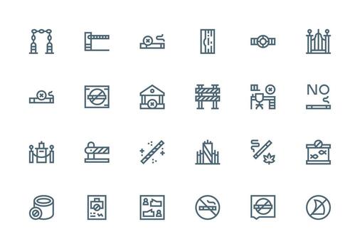 Restricted Area Icon Set with 24 Thick Line Line Graphics High-Resolution Icons for Any Platform vector