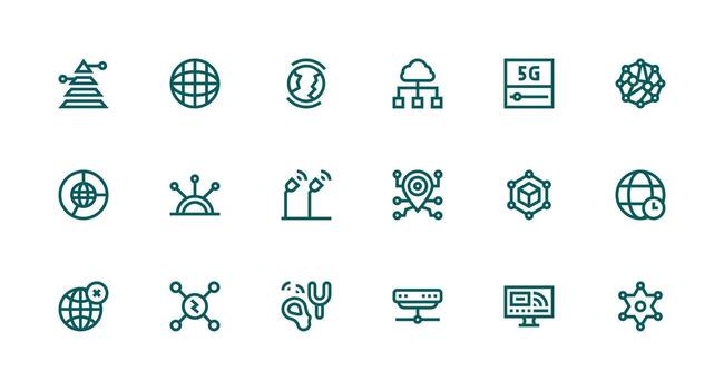 18 Icons for Connectivity in Strong Stroke Line Format Multi-Style Icons for Creative Projects vector