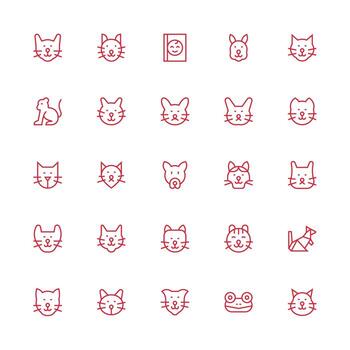 Medium Stroke Outline Style Adorable Icons with 25 Vectors Neat Icon Set