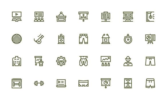 Training Icon Set with 28 Bold Line Graphics User Interface Icons for Digital Products vector