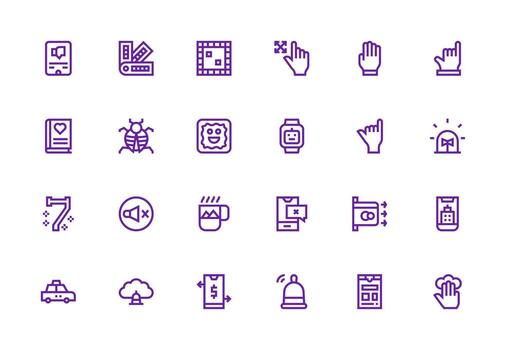 24 Icons for App in Thick Line Line Format Simple Icons for Interface and Wireframes vector