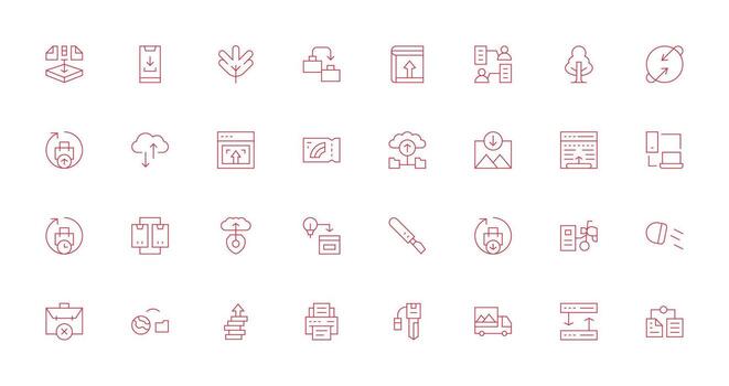 File Transfer Set with 32 Thin Line Icons Web Icon Collection vector