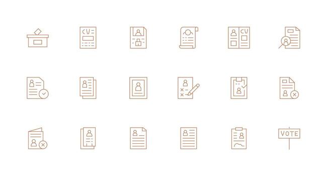 Candidate Icon Collection with 18 Minimal Line Designs Sharp Icons for Presentations vector