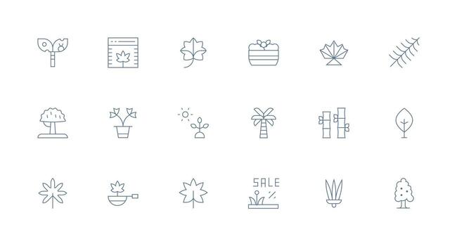 mínimo línea íconos desde frondoso conjunto con 18 vectores diseño icono paquete