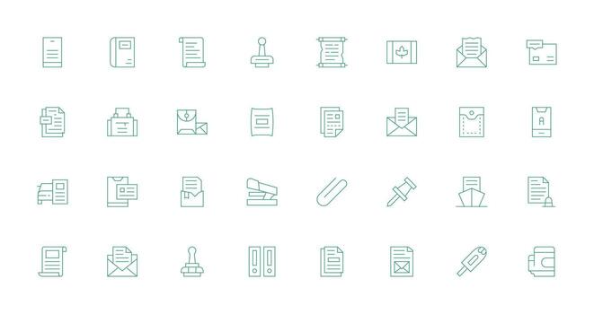Thin Line Icons from Paperclip Set with 32 Vectors Simplified Icon Pack for Visual Tools