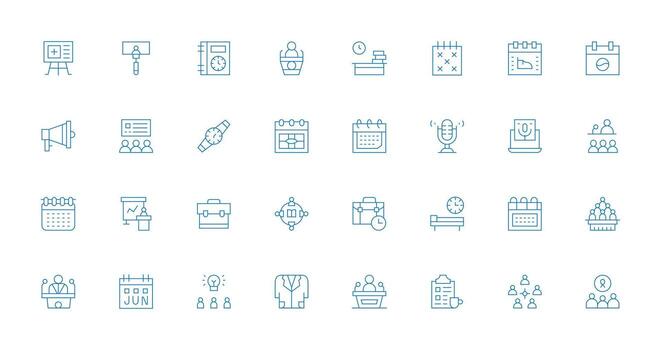 Meeting Set with 32 Thin Line Icons General Use Icon Pack vector