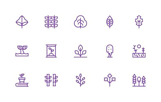 15 Regular Line Vectors for Ecosystem Theme Compact Icon Set