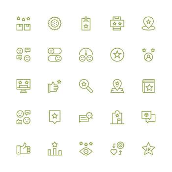 25 Medium Stroke Outline Style Icons from Rating Collection Functional Icon Series vector