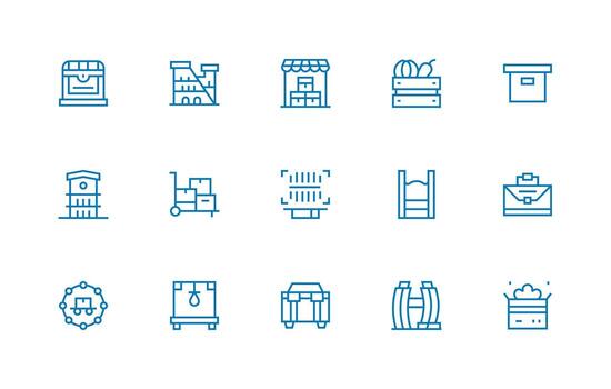 Inventory Design Icons featuring 15 in Regular Line Style Scalable Icons for Cross-Platform Interfaces vector
