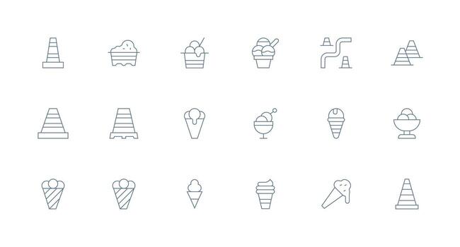 18 Minimal Line Icons for Cone Graphics Full Icon Library for UI Designers vector