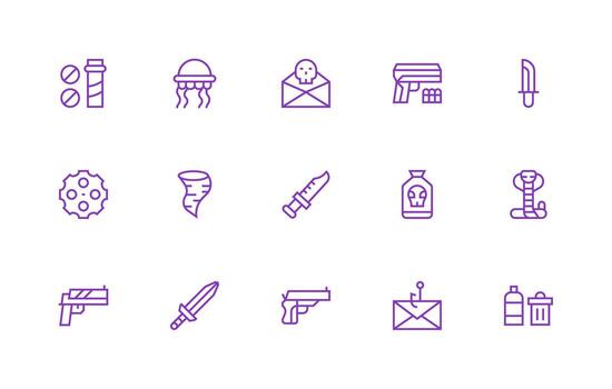 15 Regular Line Vectors for Dangerous Theme Clean Icon Collection for Web Use
