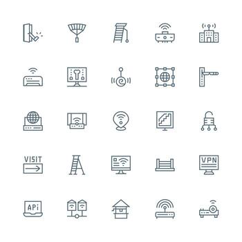 Access Point Set with 25 Medium Stroke Outline Icons Scalable Icons for All Themes vector