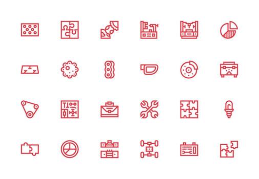 Parts featuring 24 Icons in Thick Line Line Design Simple Icons for Interface and Wireframes vector