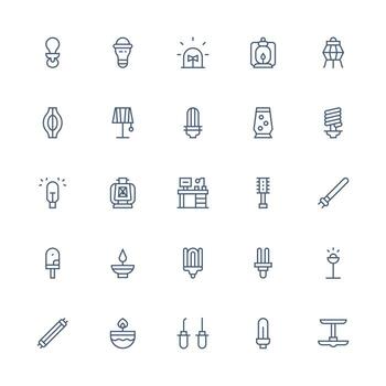 25 Icons for Lamp in Medium Stroke Outline Format Pixel Perfect Icons for Modern Apps vector