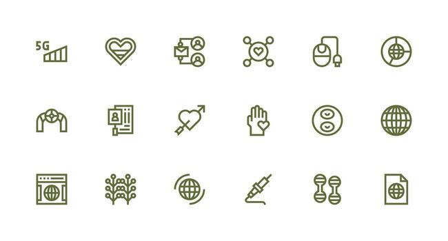 18 Strong Stroke Line Vectors for Connection Theme Compact Icon Set