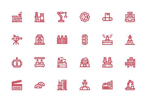 24 Thick Line Line Vectors for Production Theme Well-Structured Icons for Creative Use