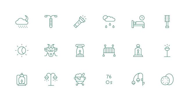 Dark Visual Pack containing 18 Minimal Line Icons Neutral Style Icons for Any Project vector