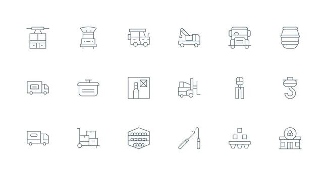 Cargo Visual Pack containing 18 Minimal Line Icons Interface Icon Collection vector
