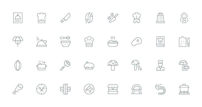Culinary Visual Pack containing 32 Thin Line Icons Clean Icon Collection for Web Use vector